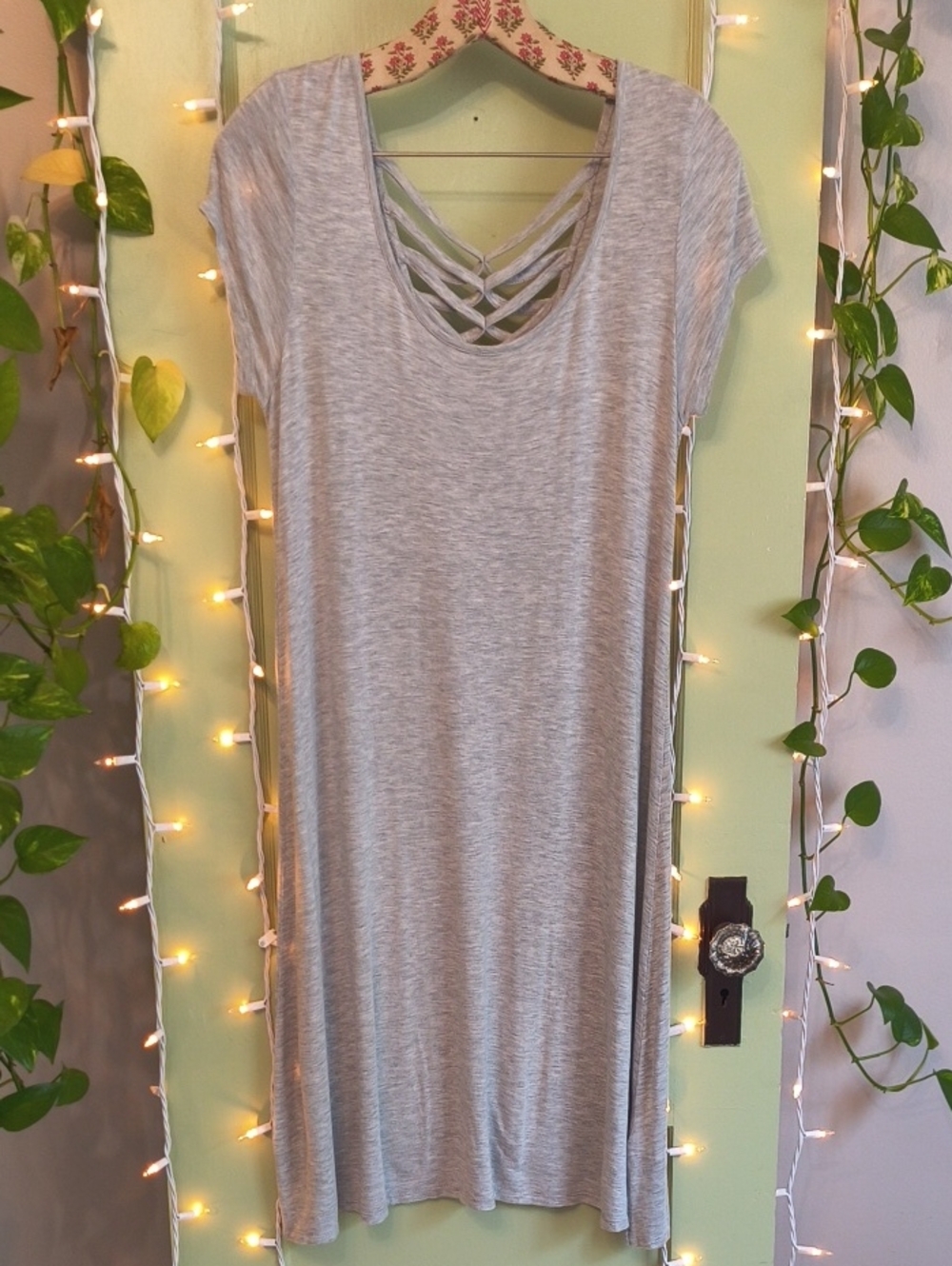 Women's Cable & Gauge Grey Viscose U Neck T-shirt Dress S